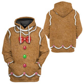Unisex Christmas Hoodies 3D Print Pullover Sweatshirt Outfit Gingerbread Man Cosplay Casual Outerwear - INSWEAR